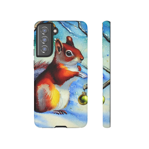 A Squirrel Decorates the Forest for Christmas - Impact Resistant Phone Case Samsung Galaxy S21 FE Matte